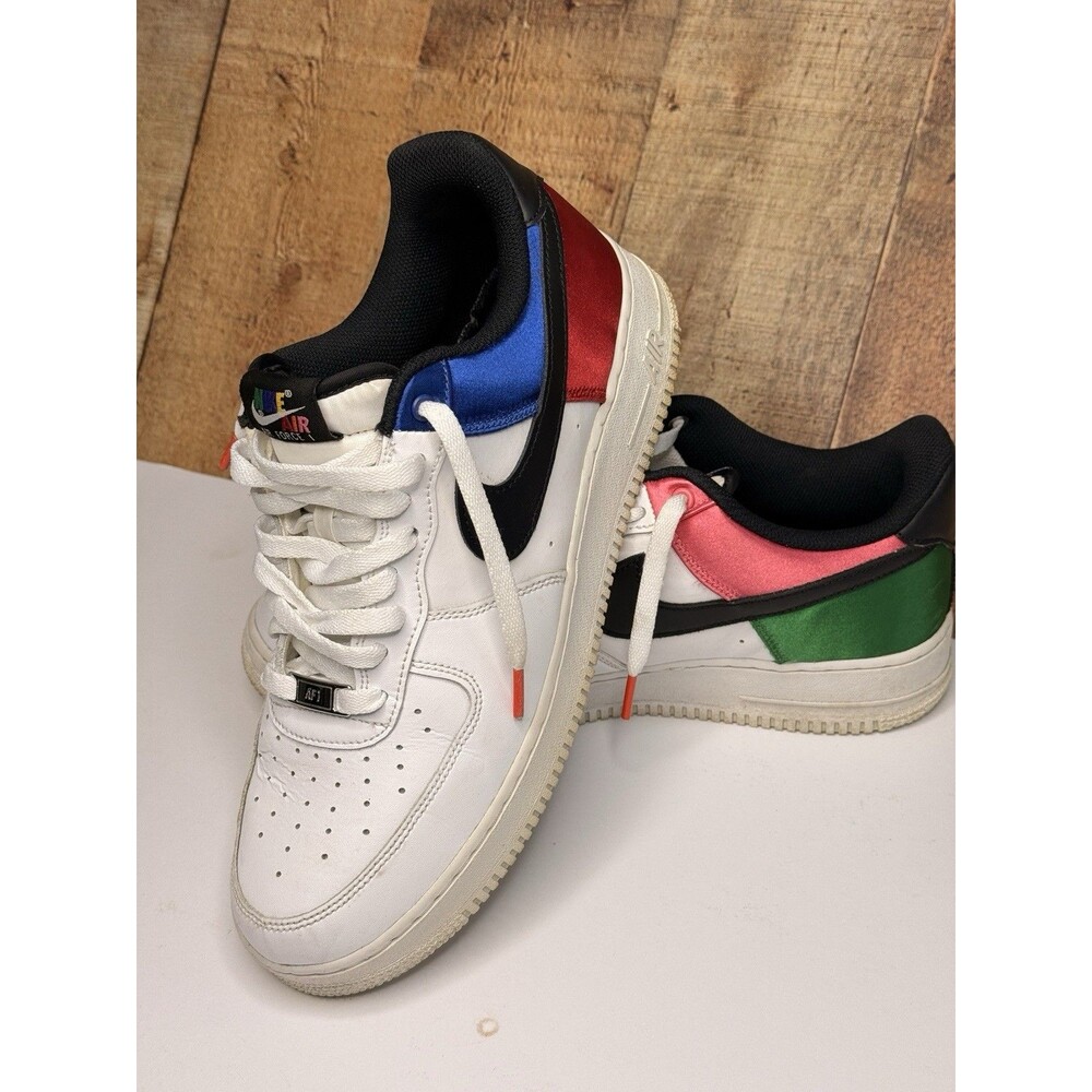 Nike Air Force 1 Low PRM Mens 10.5 White Multicolor Satin AF1 CI0065-100